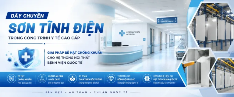 Dây chuyền sơn tĩnh điện trong công trình y tế cao cấp – giải pháp bề mặt chống khuẩn cho hệ thống nội thất bệnh viện quốc tế