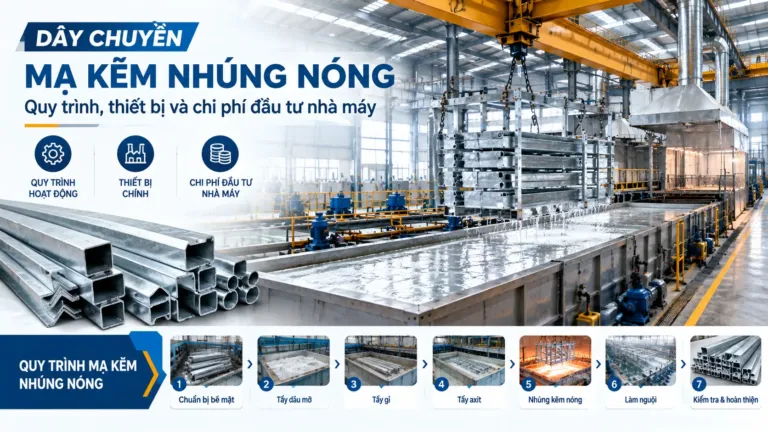Dây chuyền mạ kẽm nhúng nóng: Quy trình, thiết bị và chi phí đầu tư nhà máy