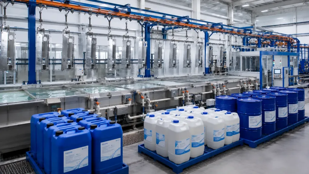 Giải pháp Dây chuyền sơn công nghiệp trọn gói: Từ tư vấn thiết kế đến chuyển giao công nghệ chuẩn Châu Âu 18 Hóa chất tiền xử lý bề mặt kim loại