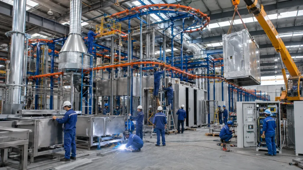 Giải pháp Dây chuyền sơn công nghiệp trọn gói: Từ tư vấn thiết kế đến chuyển giao công nghệ chuẩn Châu Âu 21 Chế tạo và lắp đặt dây chuyền sơn công nghiệp tại nhà máy
