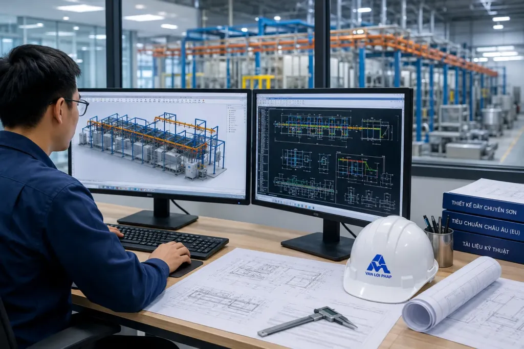 Giải pháp Dây chuyền sơn công nghiệp trọn gói: Từ tư vấn thiết kế đến chuyển giao công nghệ chuẩn Châu Âu 20 Thiết kế bản vẽ kỹ thuật dây chuyền sơn công nghiệp