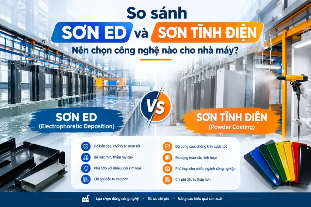 So sánh sơn ED và sơn tĩnh điện: Nên chọn công nghệ nào cho nhà máy