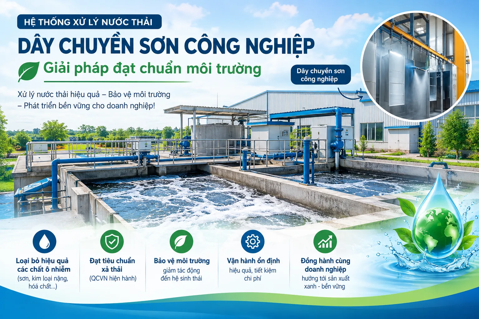 Hệ thống xử lý nước thải dây chuyền sơn công nghiệp: Giải pháp đạt chuẩn môi trường